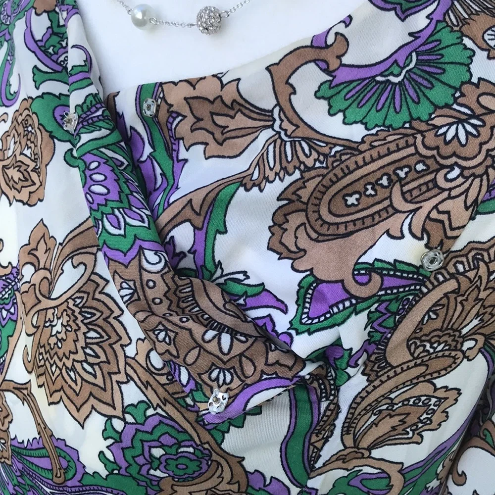 Vintage Groovy Plus Size Volup 60s 70s Psychedelic Purple Paisley Print Dress 💚 - Picture 5 of 6